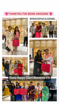A collage of six photos showing groups of women in a retail store holding shopping bags, with text overlays reading 'THANKYOU FOR BEING AWESOME', '@PANACHE', Happy Client Moments'.