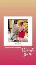 A thankyou title post where two women standing with shopping bags that has Panache Logo