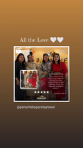 Customer review post with 4 women smiling, holding shopping bags with Panache logo