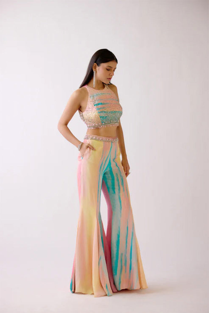 Pink Sharara Set With Hand Embellishments