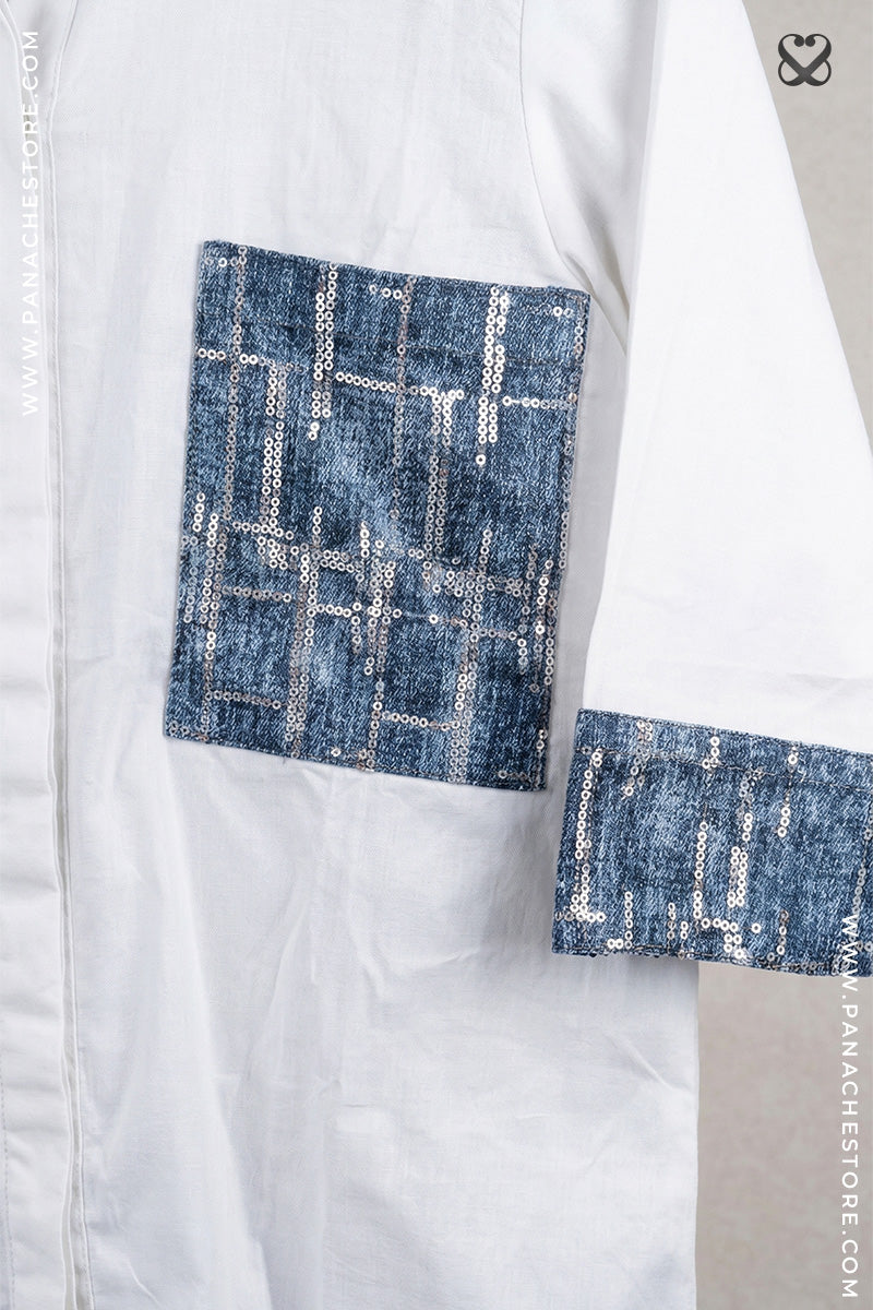 White Denim Shirt & Pant Co Ord Set