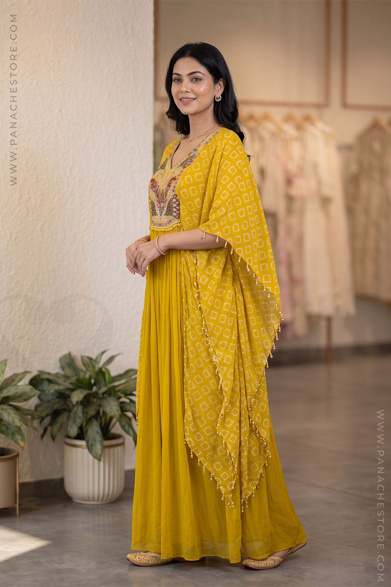 bright yellow dress for wedding and festive celebrations